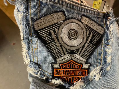 Harley Davidson Patch Jeans 36x34 Distressed Studded Denim Sturgis South Dakota Biker Blues Collection