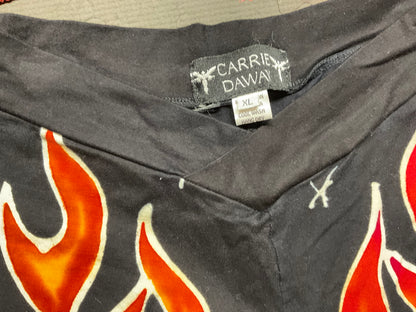 Carrie DaWay Handmade Boutique Leggings | Devil Flame Graphic Stretch Pants | One Size | Made in Indonesia