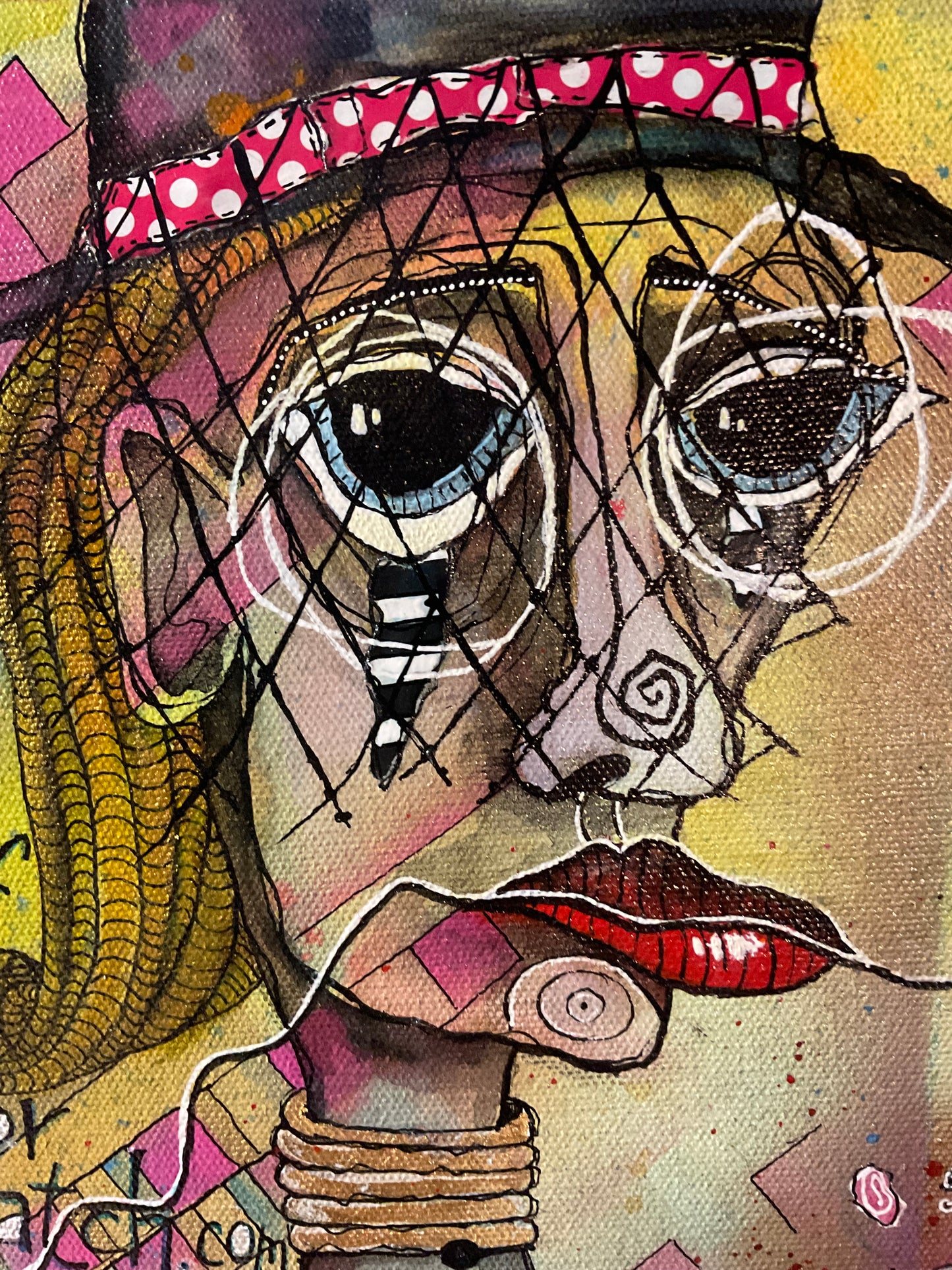 11x14 Mixed Media Canvas Painting | Match Dot com Dating Art | Original Folk Art Wall Decor