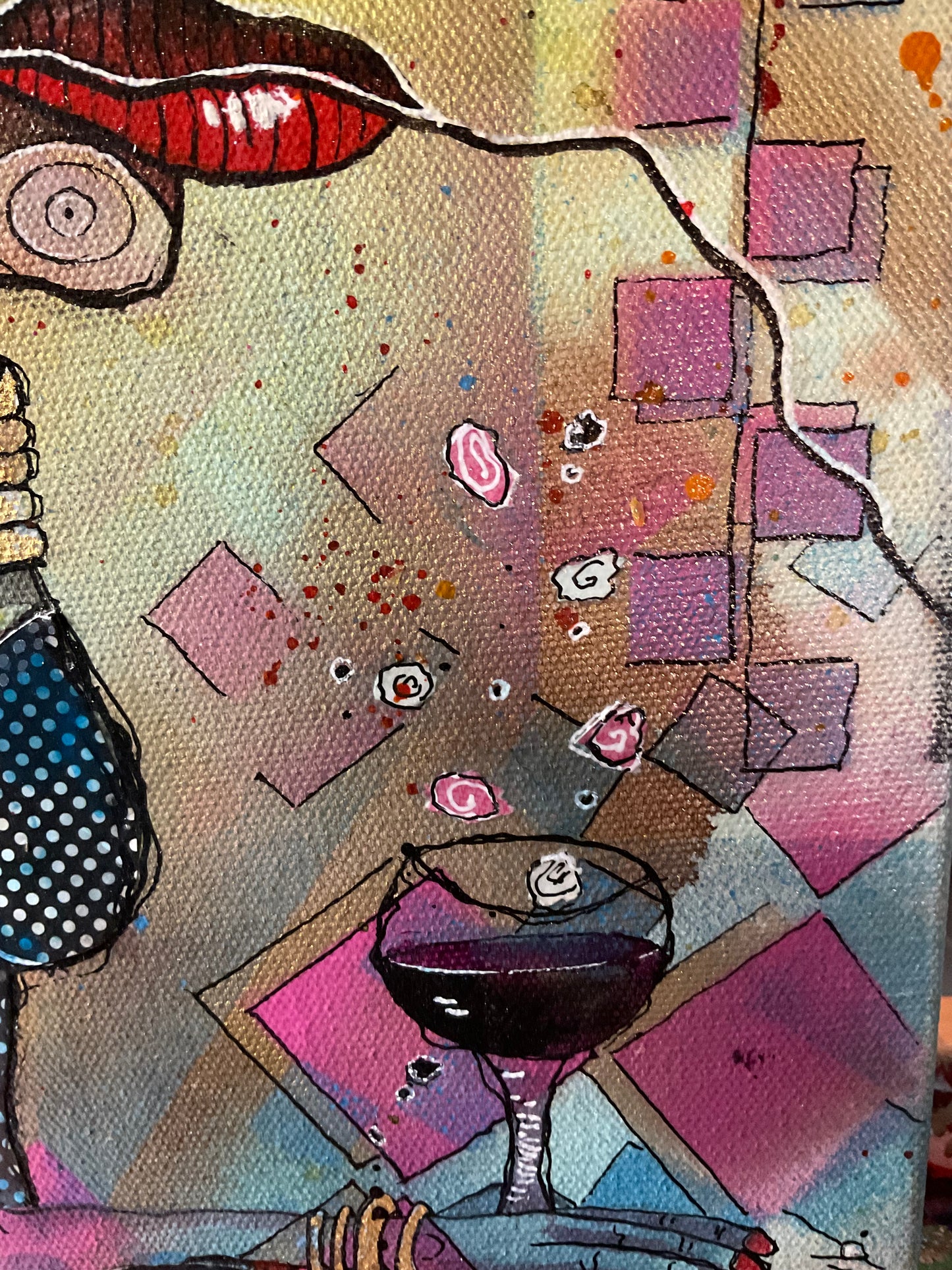 11x14 Mixed Media Canvas Painting | Match Dot com Dating Art | Original Folk Art Wall Decor