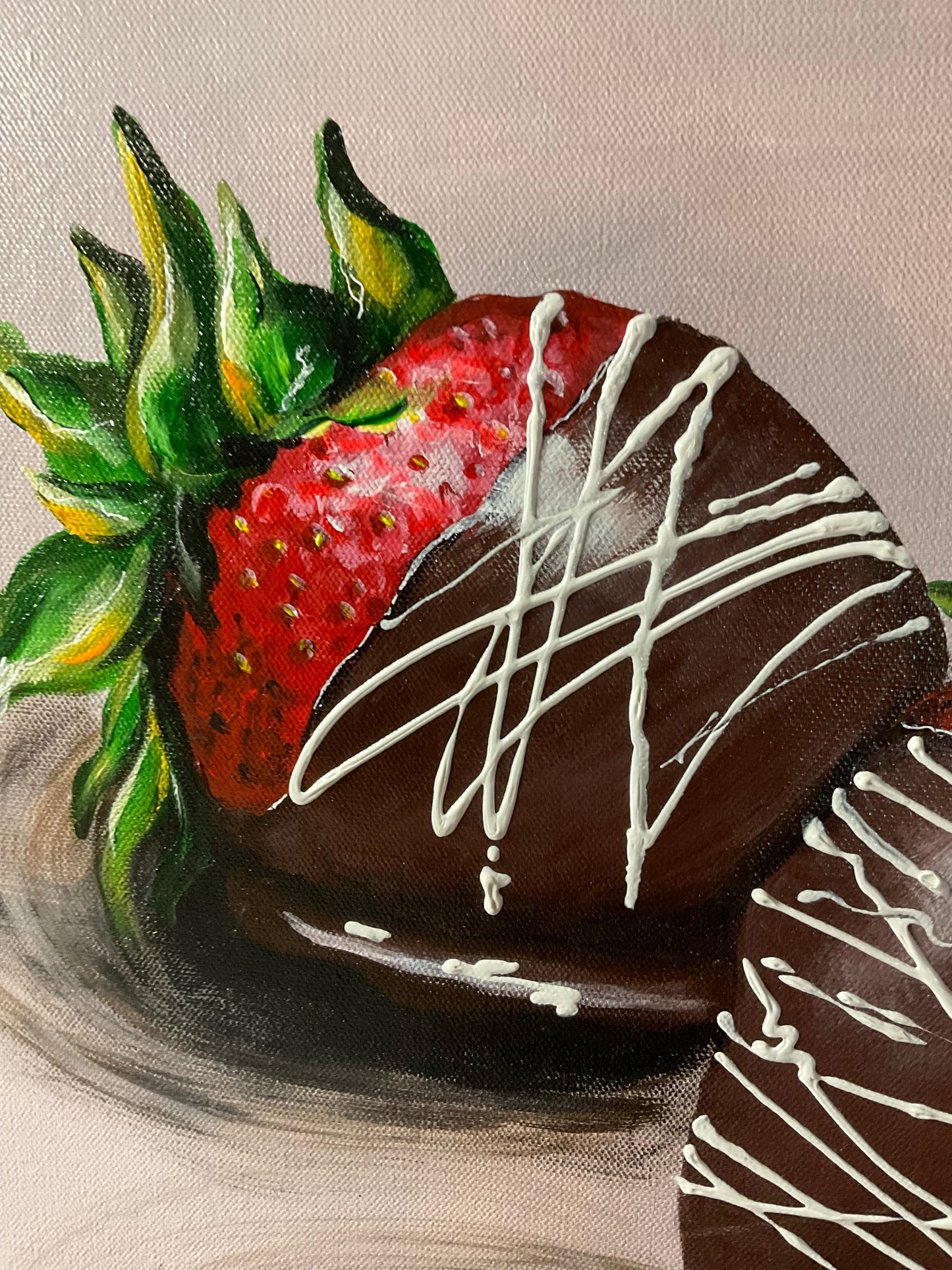 Chocolate Covered Strawberries Painting 16x20 Original Acrylic Canvas Wall Art