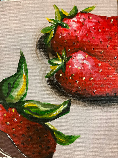 Chocolate Covered Strawberries Painting 16x20 Original Acrylic Canvas Wall Art