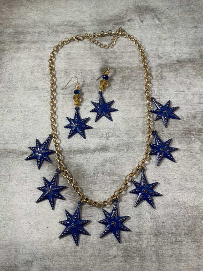 Midnight Starburst Charm Necklace & Earring Set