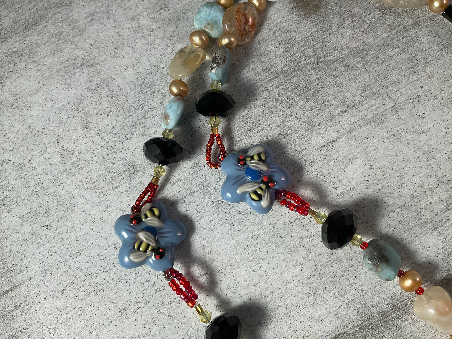 Buzzing Into Coffee Time Bee Tassel Necklace