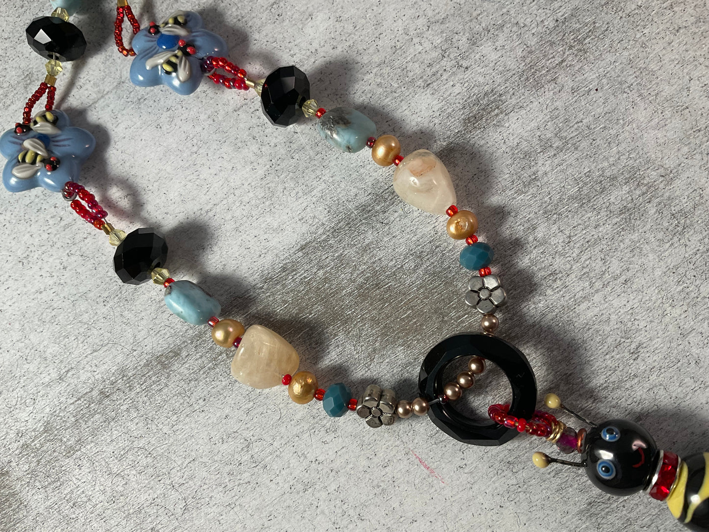 Buzzing Into Coffee Time Bee Tassel Necklace