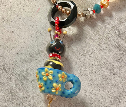 Buzzing Into Coffee Time Bee Tassel Necklace