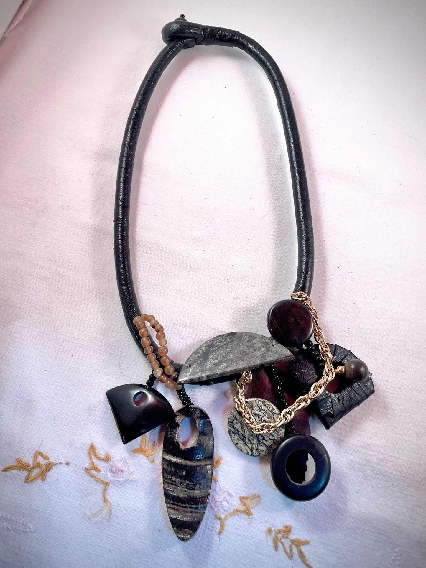 Vintage Mixed Media Statement Necklace