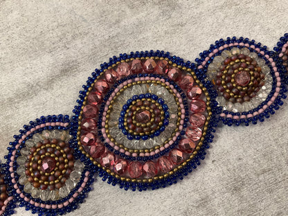 8” Hand Beaded Mandala Bracelet with Czechoslovakian Glass Beads & Button Closure