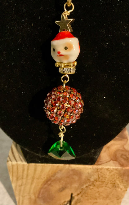 Handmade Santa Christmas Necklace with Swarovski Crystals – 3 Styles