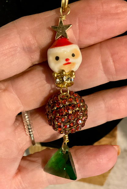 Handmade Santa Christmas Necklace with Swarovski Crystals – 3 Styles