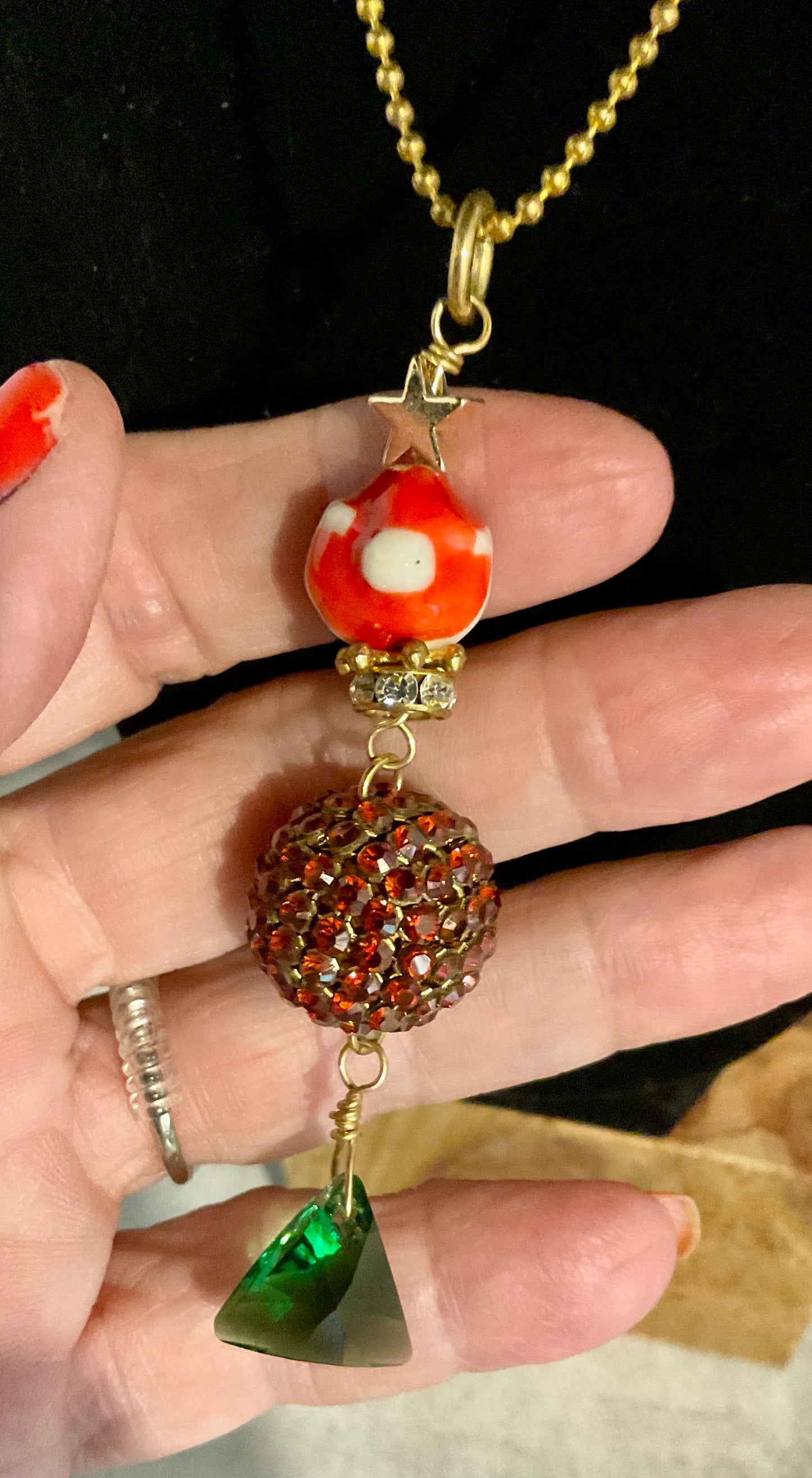 Handmade Santa Christmas Necklace with Swarovski Crystals – 3 Styles