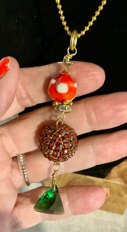 Handmade Santa Christmas Necklace with Swarovski Crystals – 3 Styles