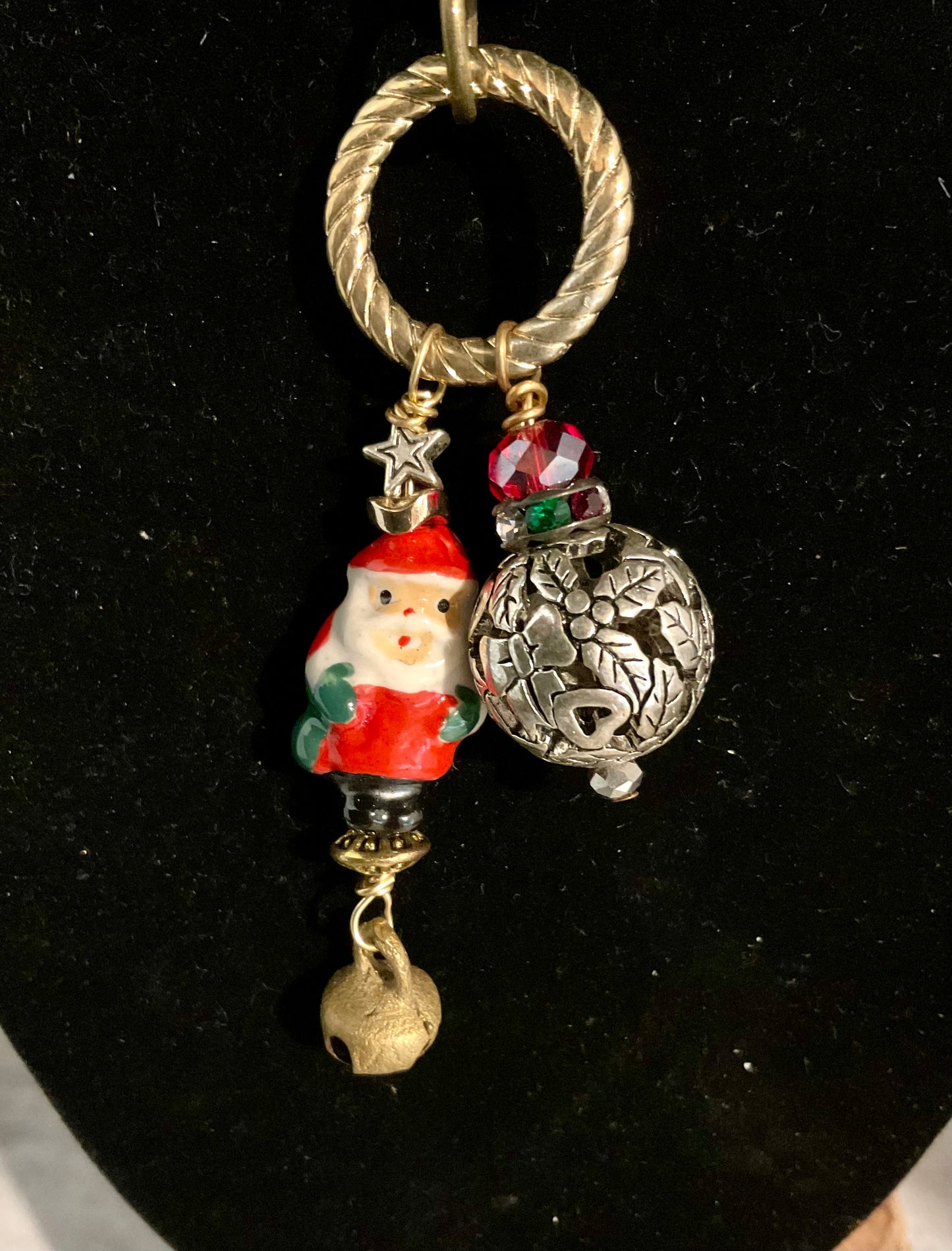 Handmade Santa Christmas Necklace with Swarovski Crystals – 3 Styles