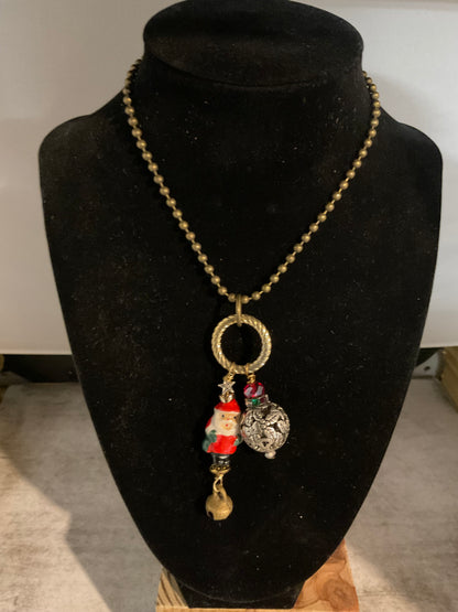 Handmade Santa Christmas Necklace with Swarovski Crystals – 3 Styles
