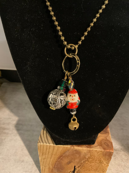 Handmade Santa Christmas Necklace with Swarovski Crystals – 3 Styles