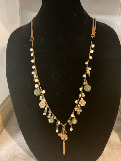 Courage Bear 32-Inch Deerskin Necklace with Swarovski Crystals & Czech Glass