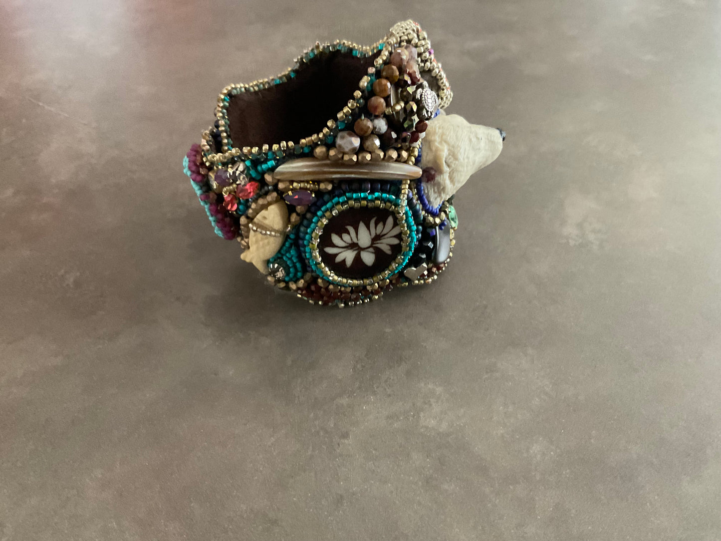 Arctic Treasures Polar Bear Hand-Beaded Statement Cuff