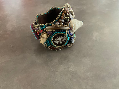 Arctic Treasures Polar Bear Hand-Beaded Statement Cuff