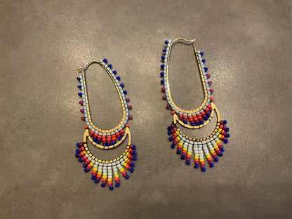 Moonstruck Hand-Beaded Oblong & Crescent Earrings