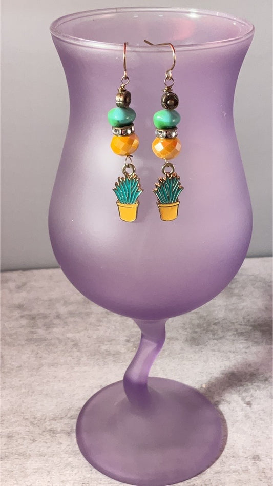 Desert Bloom Cactus Charm Earrings