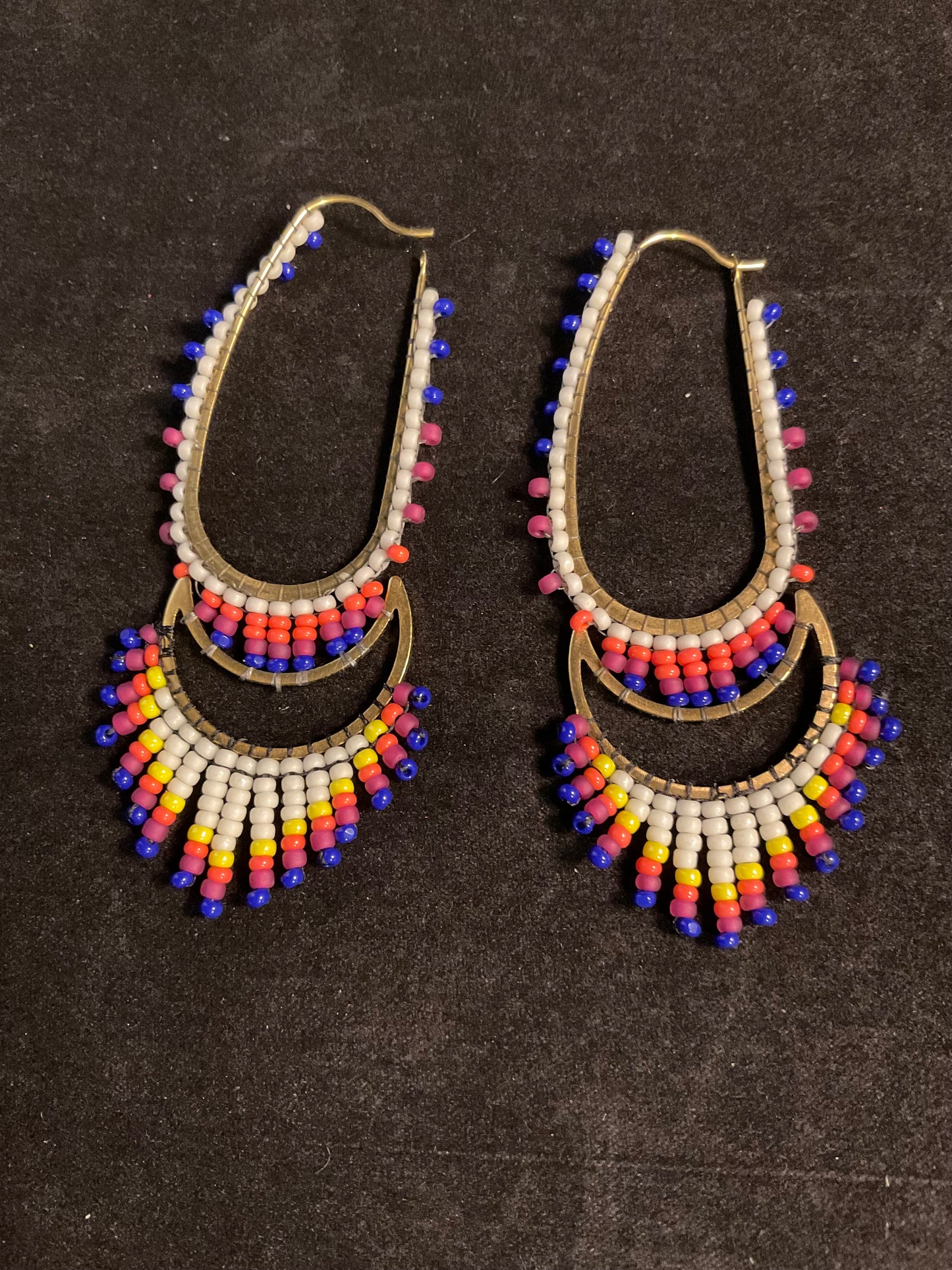 Moonstruck Hand-Beaded Oblong & Crescent Earrings