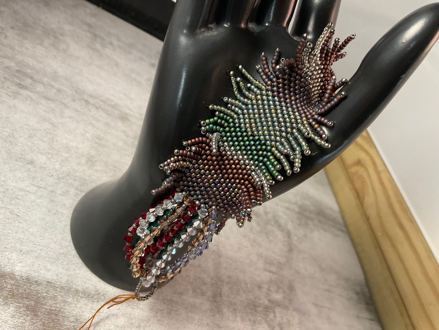 Handmade Peyote Stitch Fringe Bracelet with Crystals – 7.5 Inch