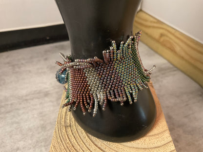 Handmade Peyote Stitch Fringe Bracelet with Crystals – 7.5 Inch