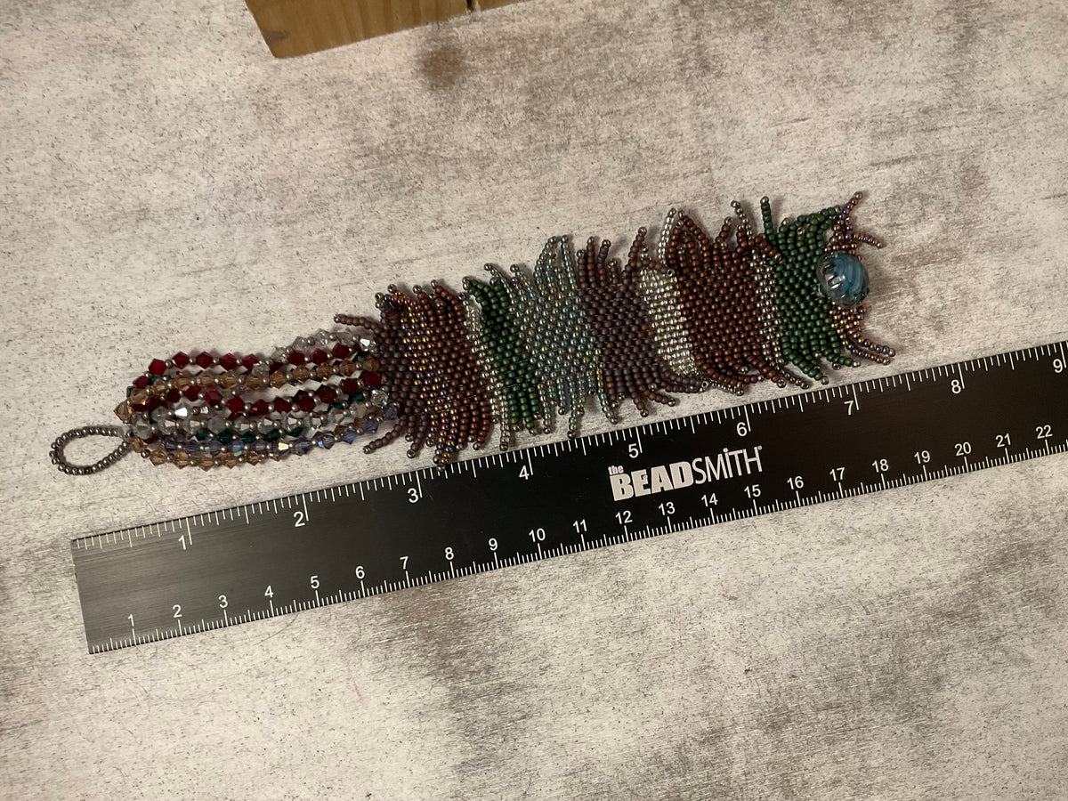Handmade Peyote Stitch Fringe Bracelet with Crystals – 7.5 Inch