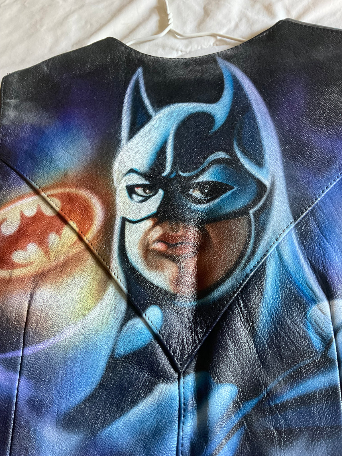 Airbrushed Batman Leather Vest & Motorcycle Chaps Set