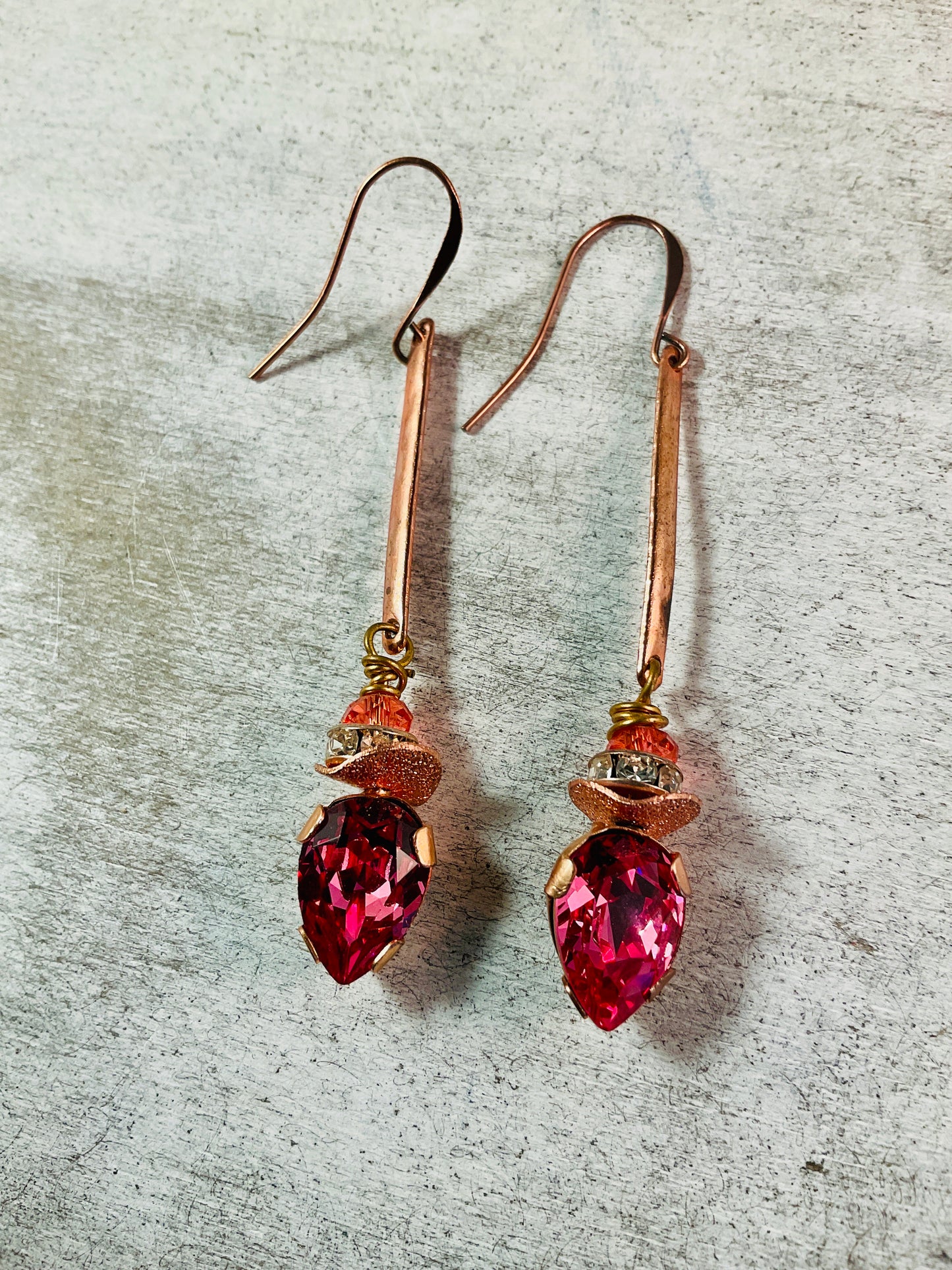 Fit for a Queen – Austrian Crystal & Copper Drop Earrings