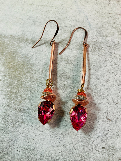 Fit for a Queen – Austrian Crystal & Copper Drop Earrings