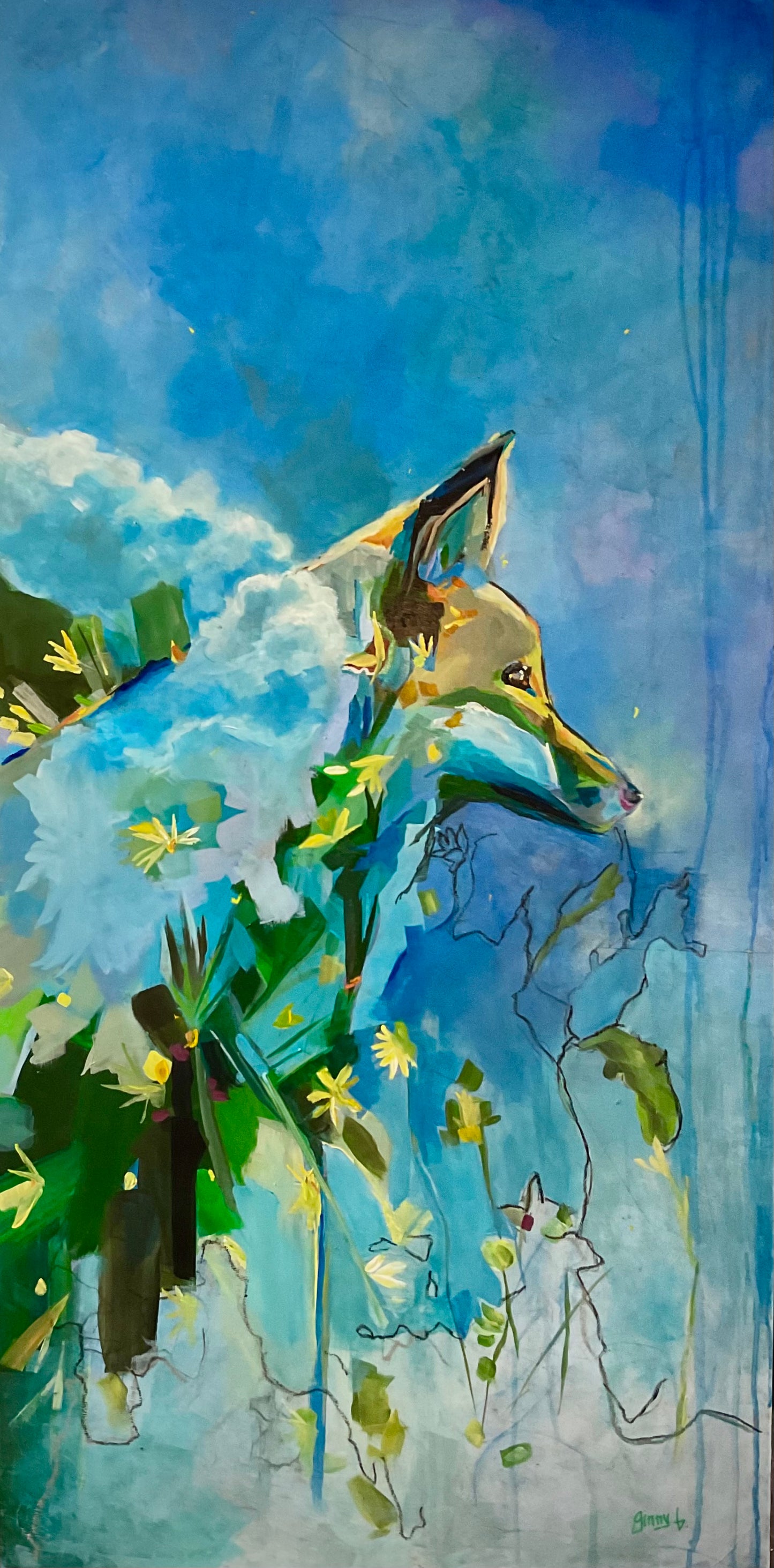 Painting - Between Earth & Sky - fox - Local Pickup Only