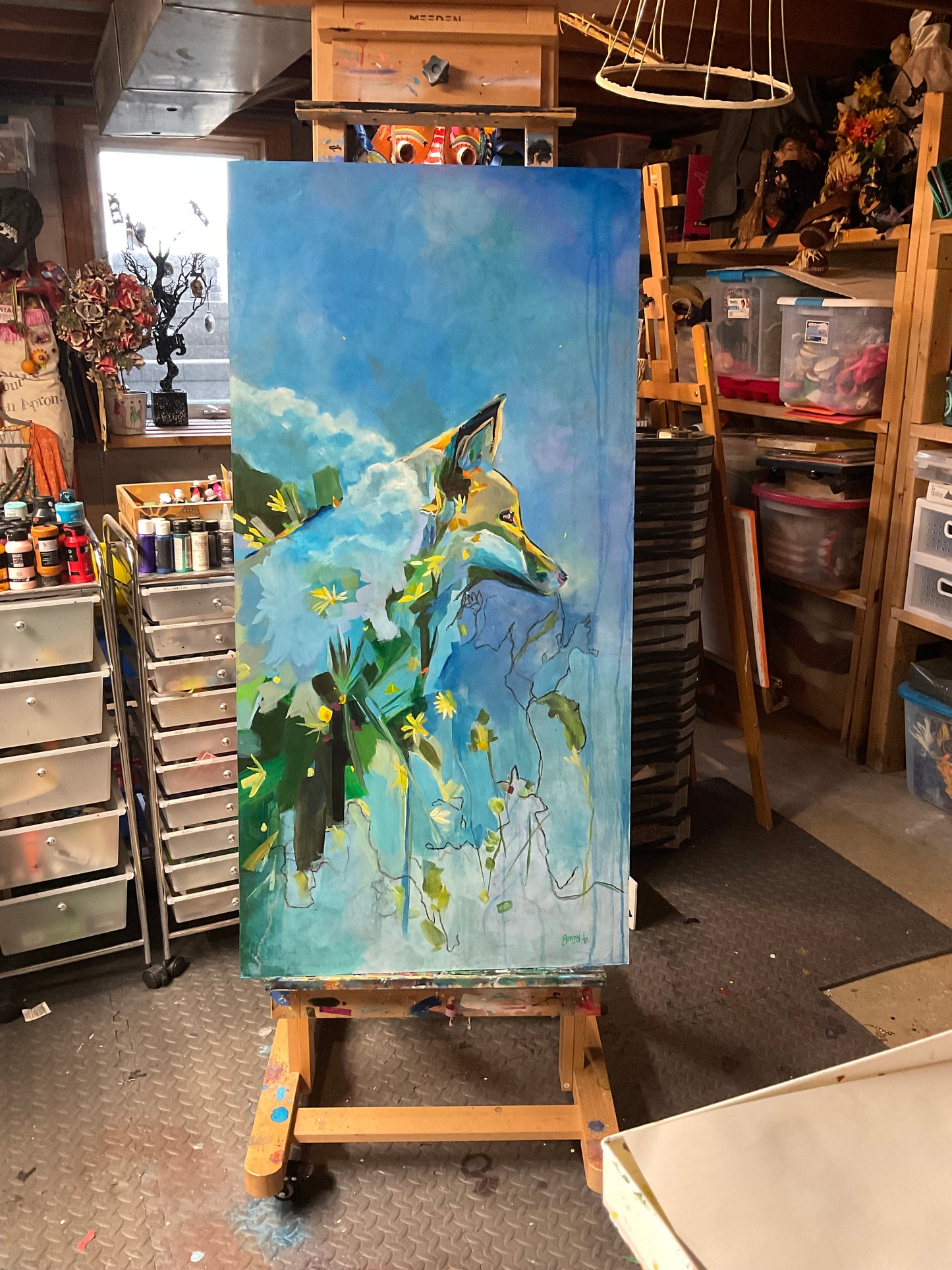 Painting - Between Earth & Sky - fox - Local Pickup Only
