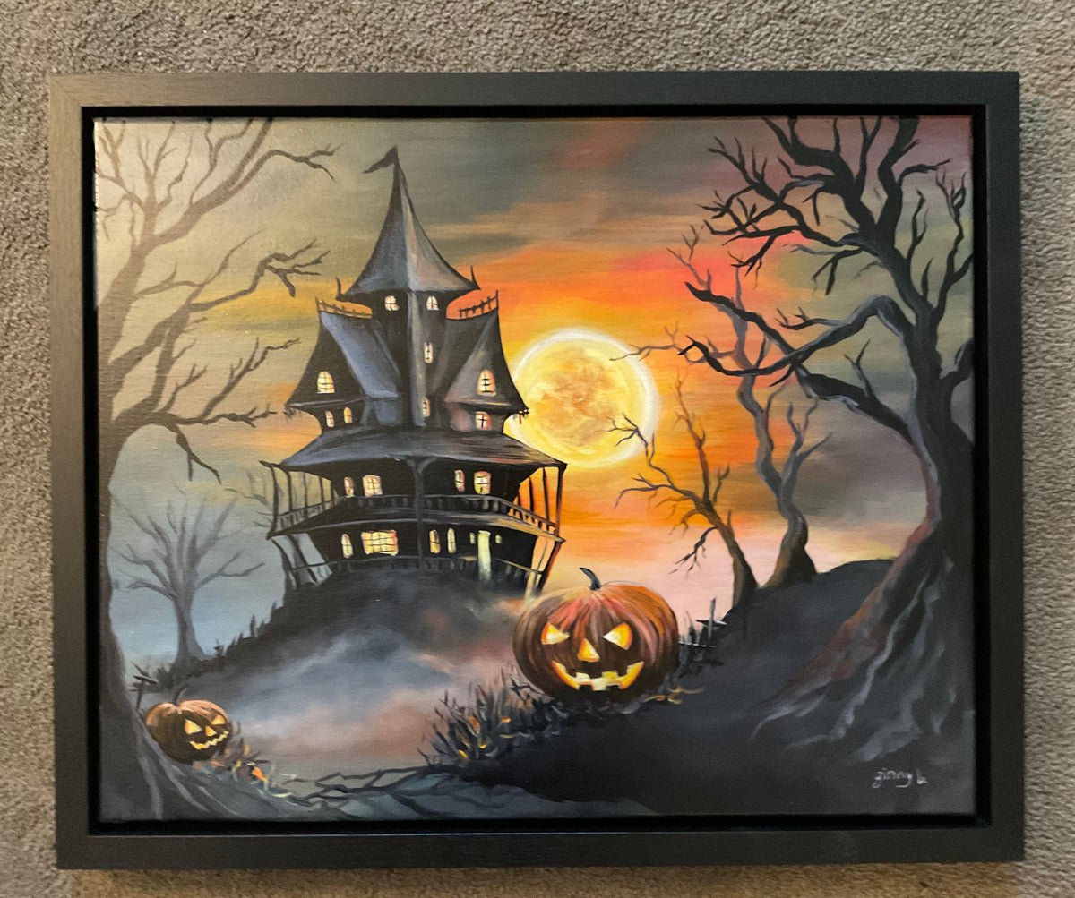 A Most Peculiar Address – Framed Halloween Painting