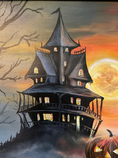 A Most Peculiar Address – Framed Halloween Painting