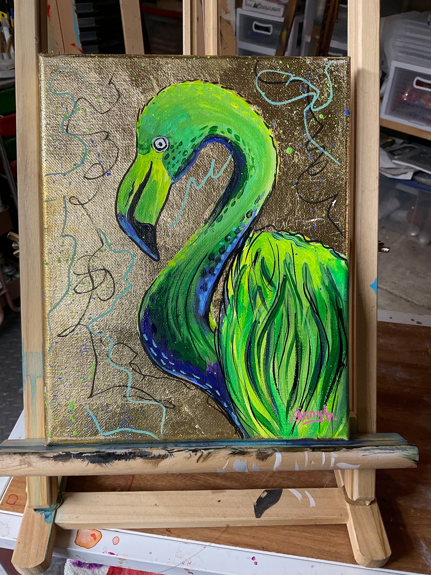 Fanny Flamingo painting