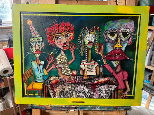 Mixed Media Painting - Family Drama