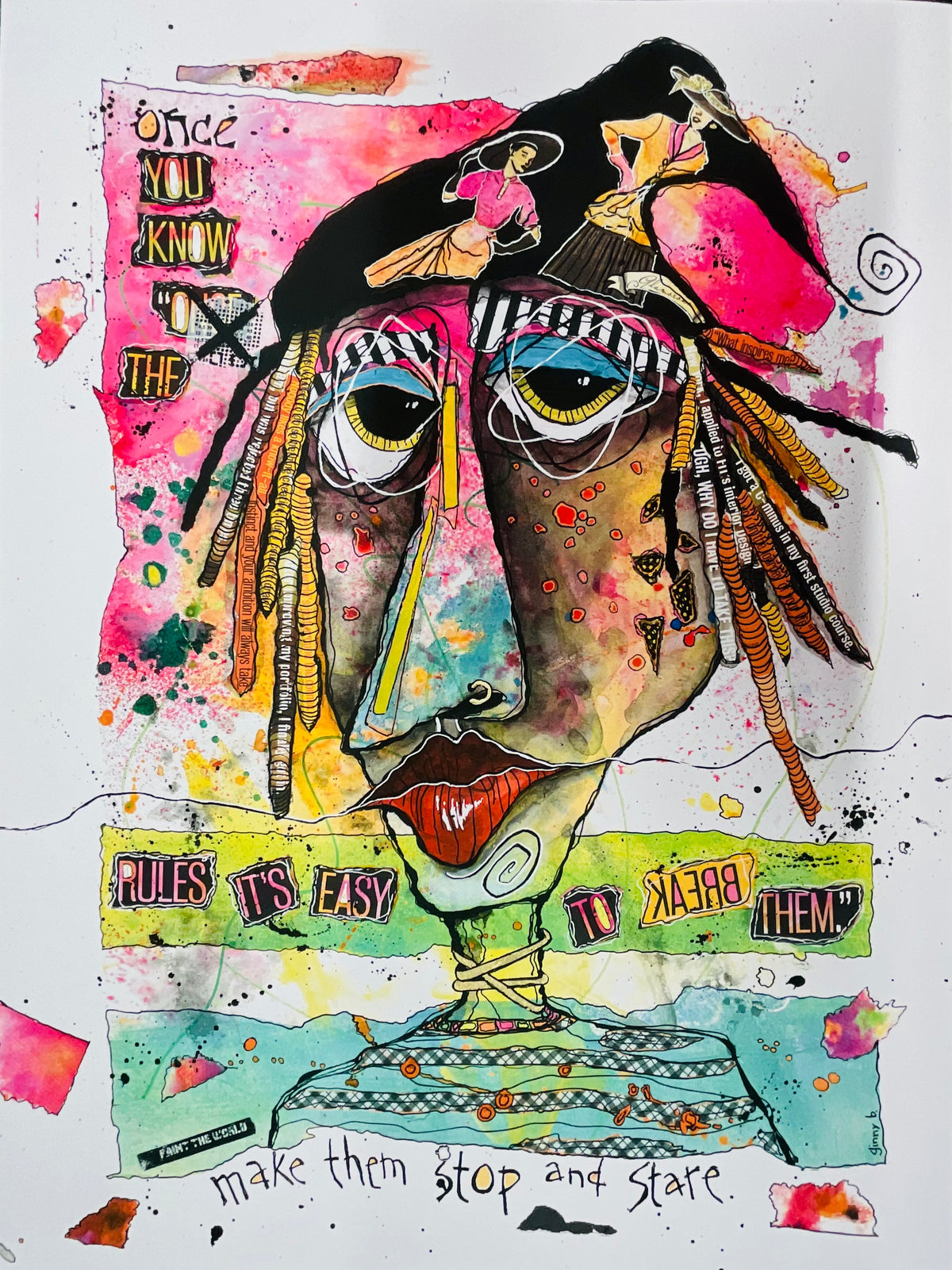 Break The Rules - Colorful Mixed Media Print 18 x 24"
