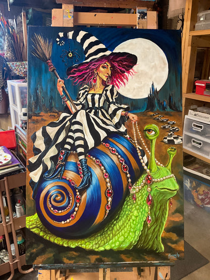 Fashionably Late to the Coven – Original 24″ × 36″ Painting