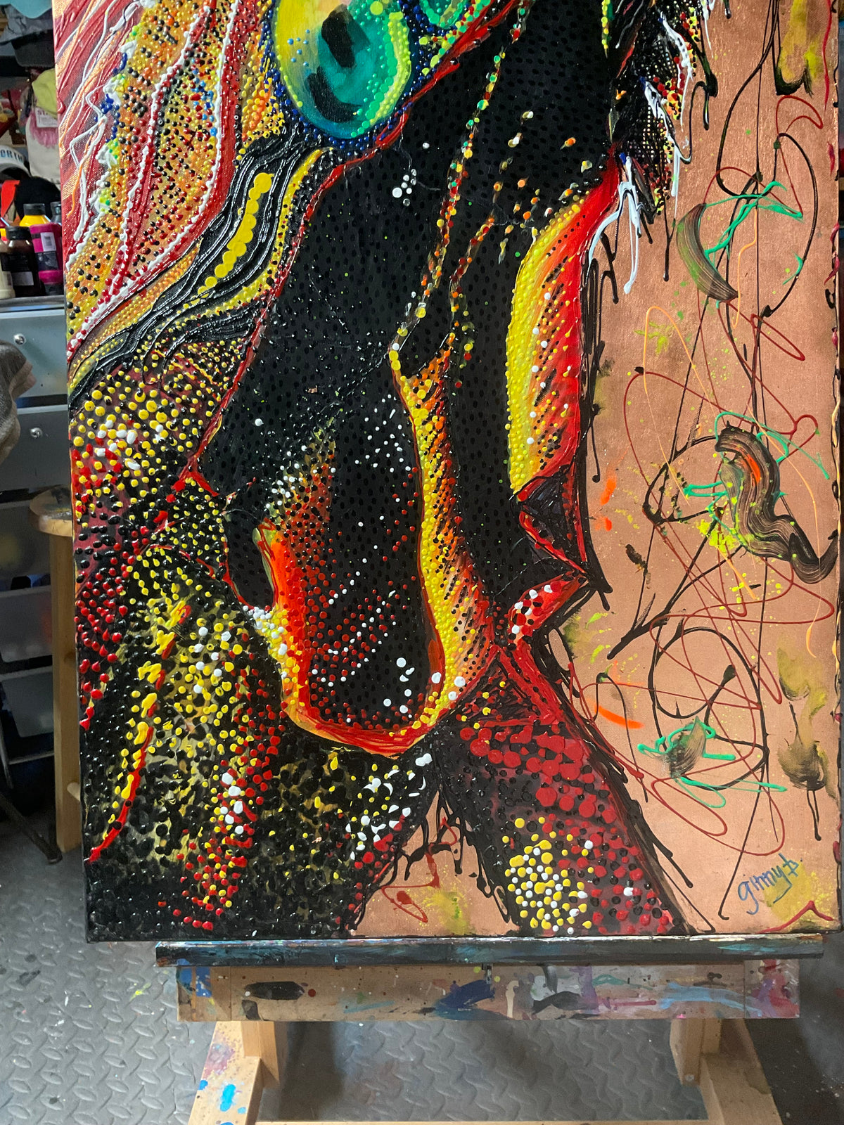 Iggy Original Mixed Media Painting 24 x 36 | Fabulous Firefly