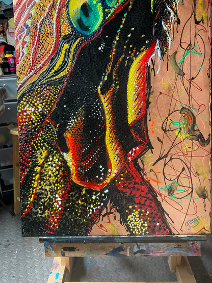 Iggy Original Mixed Media Painting 24 x 36 | Fabulous Firefly