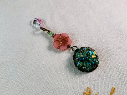 Purse Charm - Vintage Green Crystal Earring