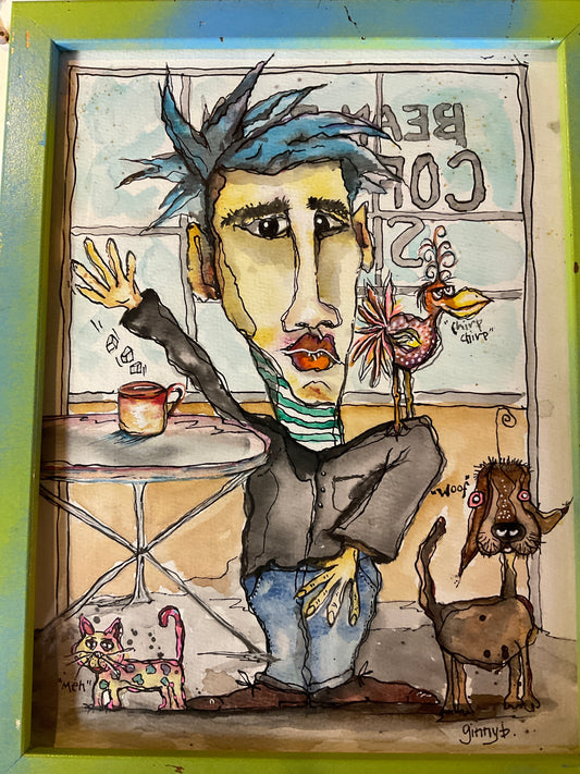 The Bean Box Café – Mixed Media Acrylic, Watercolor & Ink Painting
