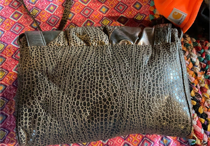 Vintage 1970s Jaguar Clasp Convertible Clutch Bag – Snakeskin Style Retro Shoulder Bag