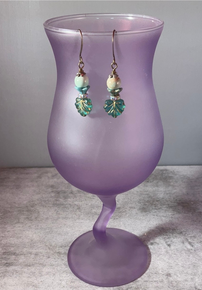 Vintage Garden Glow Jasper & Czech Crystal Earrings