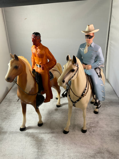 Vintage Lone Ranger & Tonto Horseback Figures | Retro Western Collectible Set