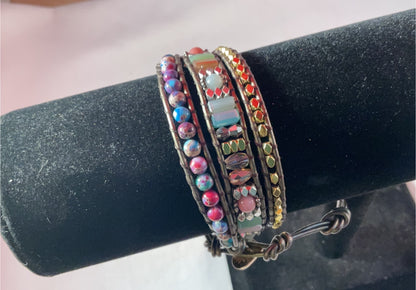 Festival Lights Artisan Beaded Wrap Bracelet - ADJUSTABLE UP TO 3"
