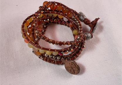 Dream Butterfly Jasper Wrap Bracelet – 4 Layer Boho Beaded Leather Bracelet