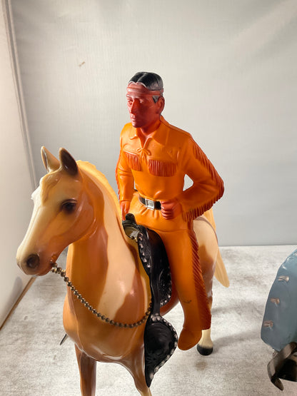 Vintage Lone Ranger & Tonto Horseback Figures | Retro Western Collectible Set