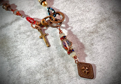 Rust & Reverence — Mixed Metal Charm Necklace